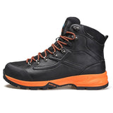 Leather Winter Boots Men's Luxury Designer Platform Shoes Black Rubber Ankle Waterproof Work Safety Sneakers Mart Lion Black orange 220461A 7 