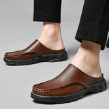Half Shoes For Men's Leather Latest Luxury Designer Summer Casual Slip-ons MartLion   