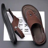 Summer Flip flops Men Sandals Leather Mens Casual Shoes Outdoor Men Leather Sandals for Men Beach Shoes Roman Shoes MartLion