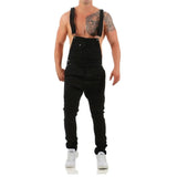 European and American Men's Suspender Jeans, Blue Black Torn Color MartLion black M 