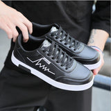 Men's Sneakers Casual Sports White Tenis Masculino Lace-Up Moccasin Trendy Flats Shoes Running Walking Mart Lion Black 8611 39 