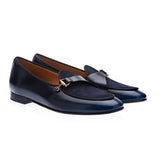 Italy Style Blue Leather Shoes For Men Monk Strap Loafers Slip On Dress Shoes Men's Flats Office Shoes MartLion as picture 12 