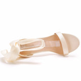 Fish Mouth High Heel Strap Sandals Beautiful Ribbon Silk Fabric High Heel Women's Shoes Banquet Wedding Dress MartLion   