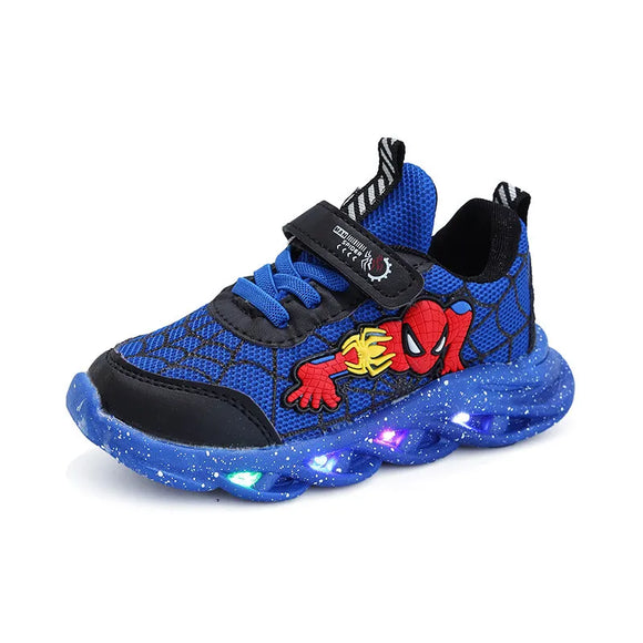 LED Casual Sneakers Red Black For Spring Boys Cartoon Mesh Outdoor Shoes Children Lighted Non-slip MartLion   