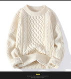 Men's Knitted Sweatshirts Crewneck Sweater Pullover Jumpers Green Clothing Autumn Winter Tops MartLion   