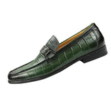 Men's Casual Loafers Shoes Summer Slip-On Brand Handmade Sewing Metal Buckle for Everyone MartLion green 39 