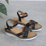 Summer Wedge Sandals for Women Buckle Strap Platform Rome Open Toe Thick Bottom No-Slip MartLion   