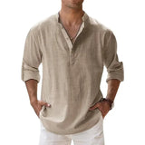 Cotton Linen Shirts for Men Casual Shirts Lightweight Long Sleeve Henley Beach Shirt Shirt Men MartLion