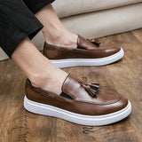 Flat Sole Leather casual shoes men's Slip loafers Leisure Spring Footwear Mart Lion   