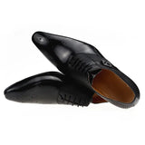 Men's Casual Shoes Model Exquisite Genuine Leather Lace-up Handmade Buckle Black Brown Color MartLion   