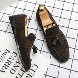 Summer Men's Suede Tassel Leisure Shoes Italy Style Soft Moccasins Loafers Flats Driving MartLion Brown 38 