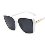 Cat Eye Women Sunglasses Vintage Designer Black Big Frame Cool MartLion White Gray  