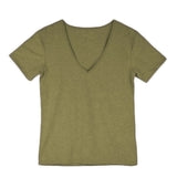 Men's Fitness Sports Running Short-Sleeved 100 Cotton Deep V-neck T-shirt Summer Mart Lion Army Green M China|No