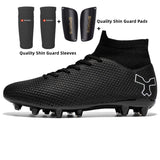 Soccer Cleats for Men's Soccer Shoes Society Boys Football Boots Children Football Sneakers Unisex Soccer MartLion 2349 black FG pads Eur35 