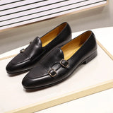 Leather Men's Loafers Monk Strap Wedding Party Casual Dress Shoes Summer Footwear Men MartLion   