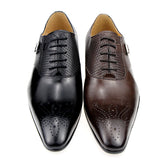 Men's Formal Genuine Leather Shoes Zapato Social Wedding Dress Loafer Weave Printing Lace-up Daily Brogue MartLion   