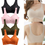 Women Seamless Ice Silk Bra Removable Chest Pad Lifting Bralette Underwear No Steel Ring Breathable MartLion   