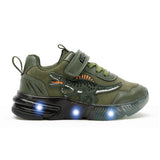 Little Kids Spring Autumn LED Spinosaurus Light Up Shoes Children's Dinosaur Boys Flashing Outdoor Casual Sports Sneakers MartLion army LED 29 (inner 18.4cm) 