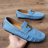 Luxury Brand Men's Loafers Breathable Driving Shoes Slip On Lazy Wedding Party Flats Designer Casual Moccasins Mart Lion Blue 4.5 