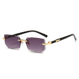 Rimless Sunglasses Rectangle Popular Women Men's Shades Small Square Summer Traveling MartLion Gradient Purple Black 