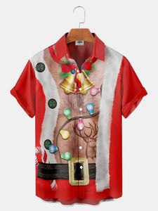 Christmas Snowman Claus Anime Pattern Hawaiian Shirt For Men Casual Short Sleeve Summer MartLion E01-jdcs00905 XXL 