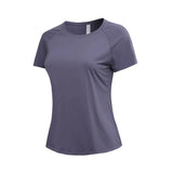 Yoga Clothes Summer Short-Sleeved Women Loose Quick-Drying T-Shirt Sports Running Shirt Elastic Casual Round Neck Breathable MartLion   