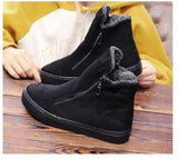 Winter Snow Boots Women Winter Shoes Zip Warm Plush Cold Winter Flat Cotton Ladies Ankle Black MartLion   