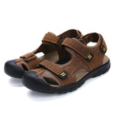 Genuine Leather Beach Sandals Men's Outdoor Casual Shoes Closed Toe Summer Breathable Natural Leather MartLion   