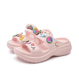 Sandals for Women Korean Wedge Platform High Heels Ladies Shoes Outdoor Beach Peep Toe Non-slip MartLion Pink flip-flops 41 