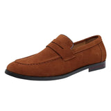 Flats Men's Solid Suede Casual Shoes Soft Loafers Slip-on Lightweight Driving Flat Heel Footwear MartLion Chocolate 39 