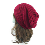 Unisex Fashion Women's Men's Knit Wool Baggy Beanie Hat Winter Warm Outdoor Ski Cap Hip Hop Striped Bonnet MartLion red  