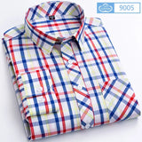 Cotton Plaid Casual Shirts Men's England Style Long Sleeve Turn Down Collar Breast Pocket Smart Dress MartLion 9005 5XL45 