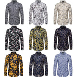 10 Color Men's Long Sleeved Shirt Printed Hawaiian Floral Shirt Lapel Vacation Style Shirt MartLion   