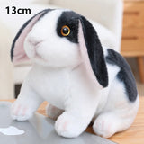 Lovely Fluffy Lop-eared Rabbits Plush Toy Baby Kids Appease Dolls Simulation Long Ear Rabbit Pillow Kawaii Christmas Gift MartLion squat black  
