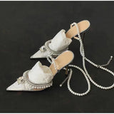 Clear Plexiglass Women Sandals Crystal Pearls Ankle Strap High heels Gladiator Spring Summer Party Prom Shoes MartLion   