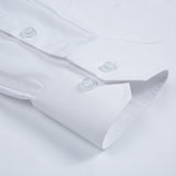 Men's Long Sleeve Standard-fit Solid Basic Dress Shirt Patch Single Pocket Formal Social White Work Office Mart Lion   