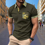 Men's Short sleeved Polo Shirt Summer European and American Street Casual Pocket Lapel Top Men's MartLion