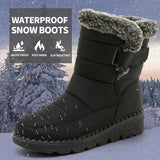 Waterproof Boots Women Casual Winter Warm Plush Soft Platform Snow Slip on Cotton Padded Shoes MartLion   