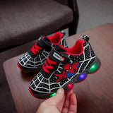 Spiderman LED Light Shoes Boys and Girls Light Kids Sports Shoes Mesh MartLion   