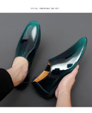 Misalwa Patent Leather Men's Formal Glossy Flats Summer Dress Shoes Luxury Loafers Petite MartLion   
