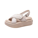 Leisure Beach Sandals Women Platform Cross Ladies Shoes Summer Soft Bottom Female Mujer Mart Lion Beige 35 