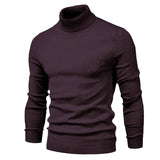 Winter Thick Men's Sweaters Casual Turtle Neck Solid Color Warm Slim Turtleneck Sweaters Pullover MartLion HIGH001-Black red EUR  XL 72-80 kg 