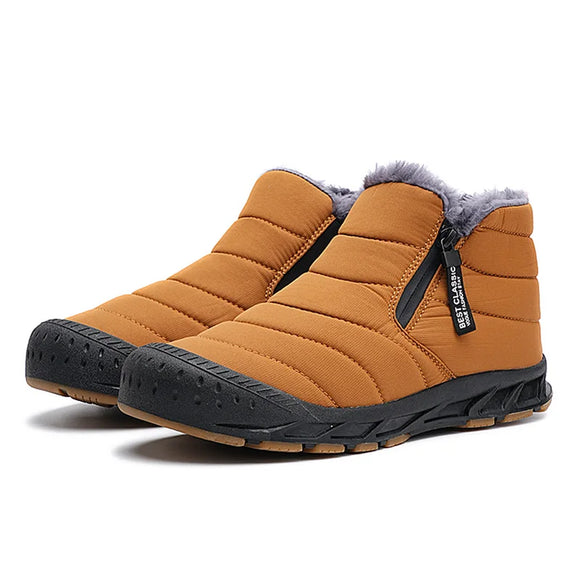 Men's Snow Boots Warm Fur Winter Shoes Long Plush Ankle Boots Unisex Outdoor Casual Sneakers Durable Non-slip MartLion Camel 36 