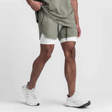 Summer Gym Jogging Exercise Shorts Men's Sports Fitness Quick-drying Double-layer Two-in-one Running Shorts MartLion   