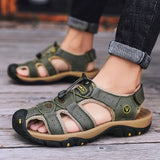Men's Sandals Summer Shoes Leather Outdoor Footwear Mart Lion Green 38 
