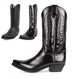 Mid-calf Boots Woman Side Zipper Pointed Western Retro Black Hombre MartLion   