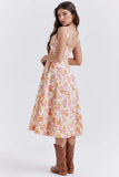 Summer Women's Dress Small Flower Hanging Strap Fresh and Sweet Split Mid Length Dress frock MartLion   