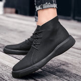 Winter Fur Warm Chelsea Men's Boots Suede Vintage Tendon Sole Wear Work Outdoor Soft Sole MartLion   