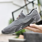 Breathable Loafers Men's Driving Shoes Genuine Leather Sneakers Breathable Mesh Casual Slip On Zapatillas Mart Lion   