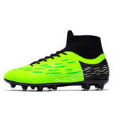 Soccer Shoes Men's For Training Elastic Spikes Cleats Non Slip Wear Resistant Lightweight Ankle Protect Football MartLion Green 44 CHINA